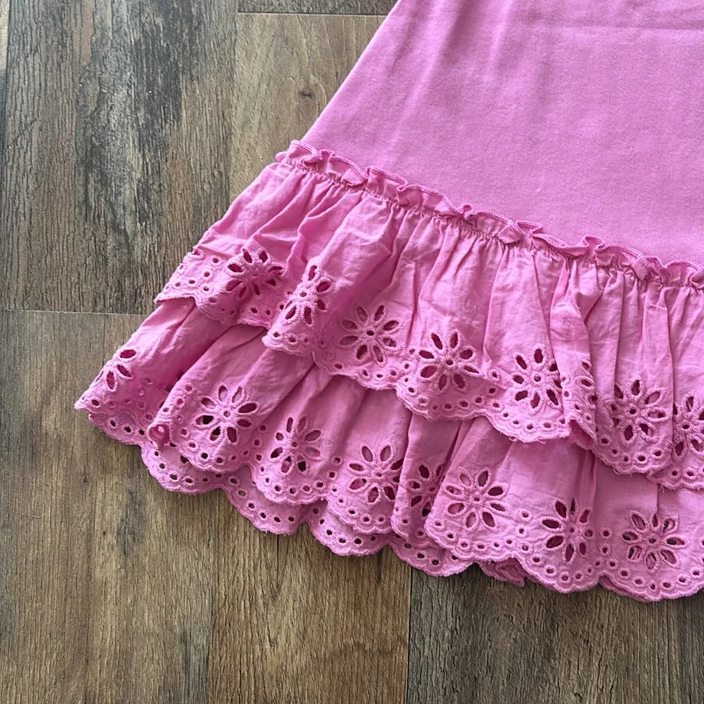 Matilda Jane Pink Ruffle Lace Flutter Sleeve Casual Sleeveless Dress size 4